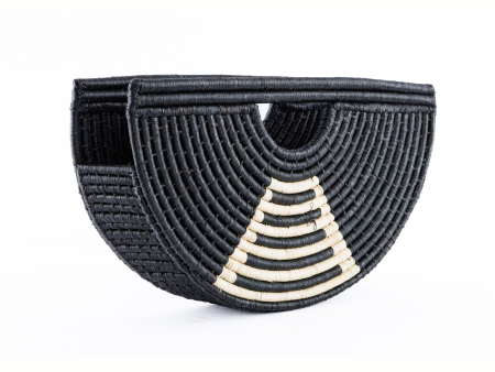 Half Moon Black Raffia Clutch For Cheap