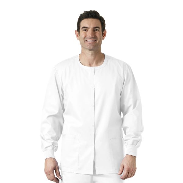 Wink Unisex Snap Front Jacket - White Supply