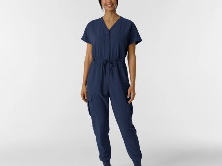 Wink Women s Cargo Jogger Scrub Jumpsuit - Navy Sale