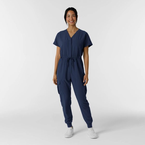 Wink Women s Cargo Jogger Scrub Jumpsuit - Navy Sale