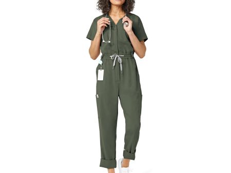 Wink Women s Zip Front Jumpsuit - Olive For Cheap