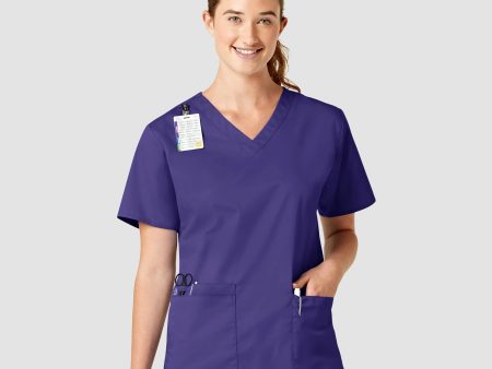 Wink Women s WonderWORK V-Neck Scrub Top - Grape Hot on Sale