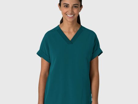 Wink Women s Drop Shoulder Boxy Scrub Top - Caribbean Blue For Discount