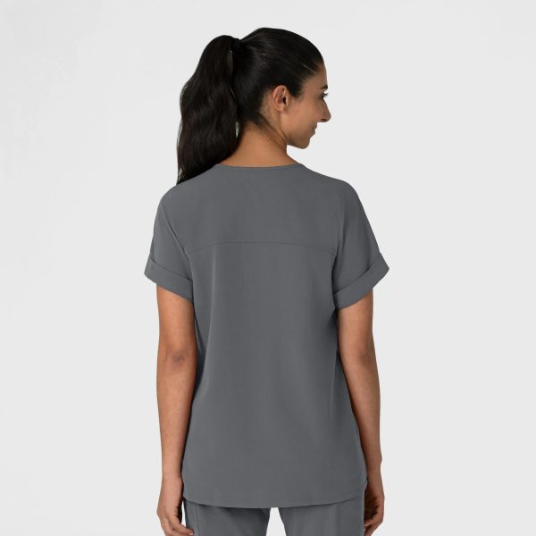 Wink Women s Drop Shoulder Boxy Scrub Top - Pewter Online Hot Sale