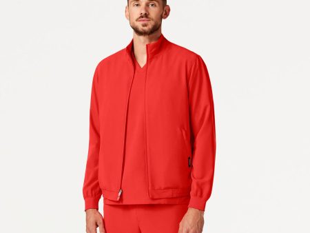 Jaanuu Men s Wolfe Everyday 6-Pocket Scrub Jacket - Solar Red on Sale