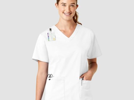 Wink Women s WonderWORK V-Neck Scrub Top - White Cheap