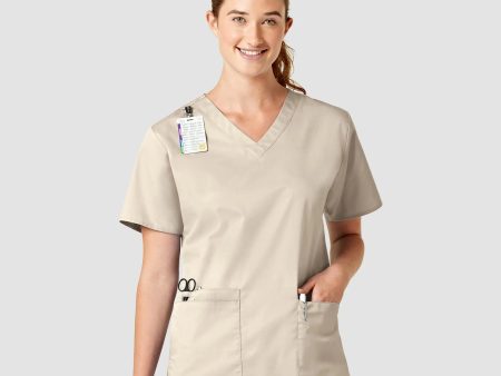 Wink Women s WonderWORK V-Neck Scrub Top - Khaki Supply