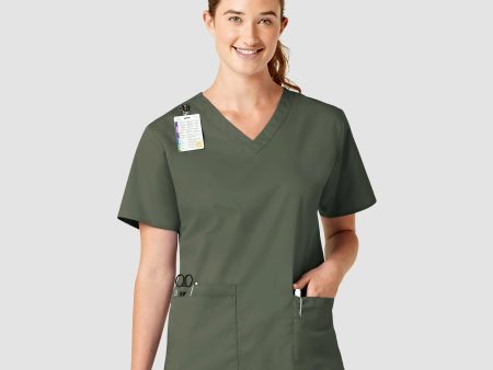 Wink Women s WonderWORK V-Neck Scrub Top - Olive Sale