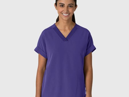 Wink Women s Drop Shoulder Boxy Scrub Top - Grape For Discount