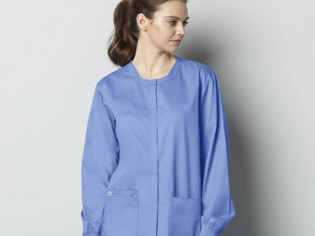 Wink Unisex Snap Front Jacket - Ceil Blue Hot on Sale