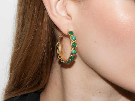 Candies Malachite Hoop Earrings For Sale