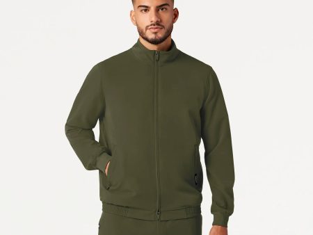 Jaanuu Men s Wolfe Everyday 6-Pocket Scrub Jacket - Olive Fashion