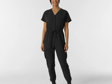 Wink Women s Cargo Jogger Scrub Jumpsuit - Black For Sale