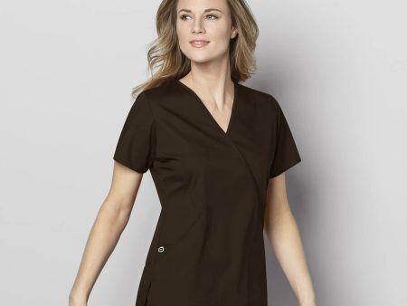 Wink Women s WonderWORK Mock Wrap Scrub Top - Chocolate Supply