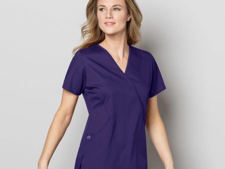 Wink Women s WonderWORK Mock Wrap Scrub Top - Grape Supply